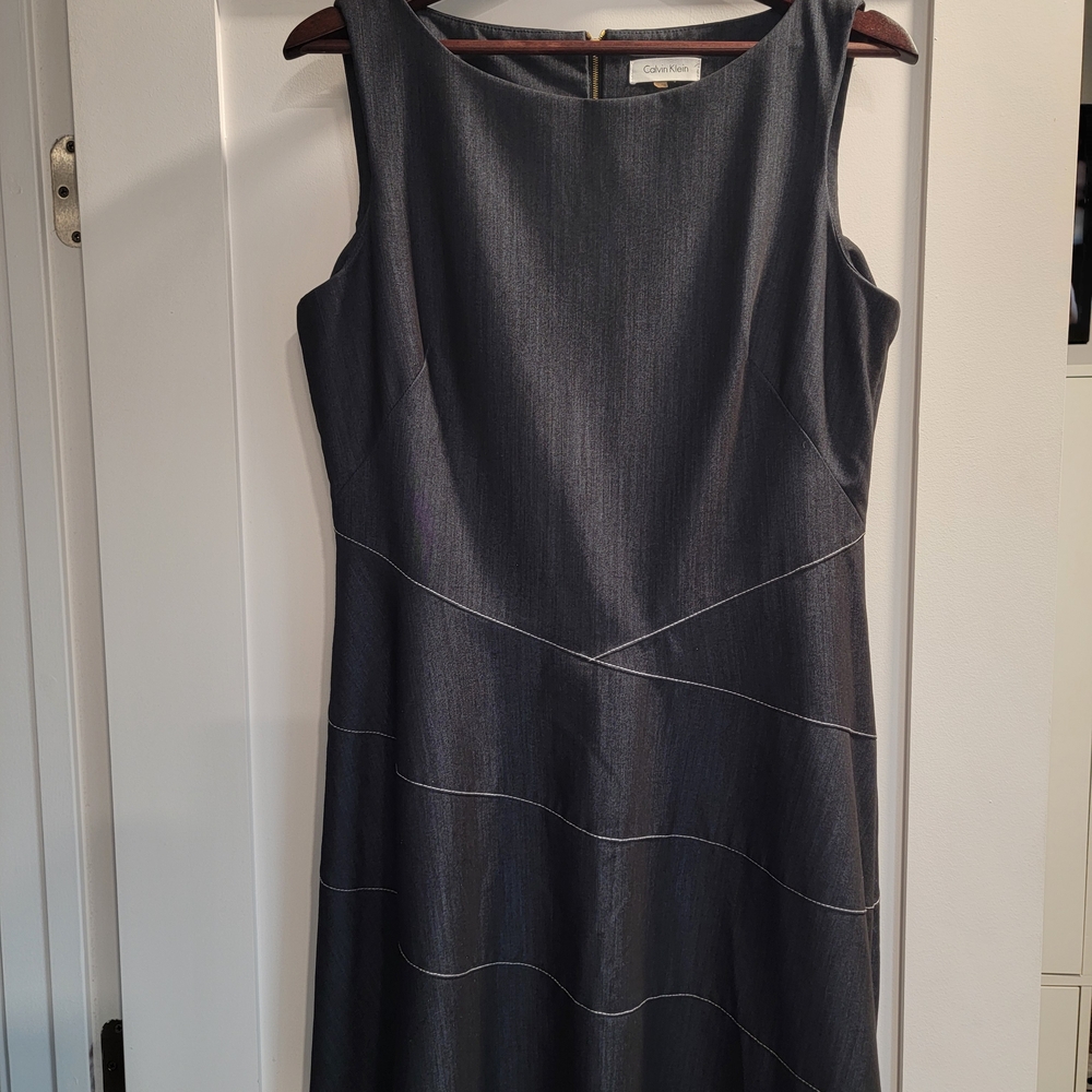 Calvin Klein Women's Blue Charcoal Midi Dress